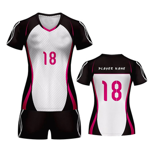 Women Sublimation Volleyball Jersey Pink Yellow Abstract Pattern <b>Short</b> Sleeve <b>Shorts</b> Sport Set OEM - Product Image 4