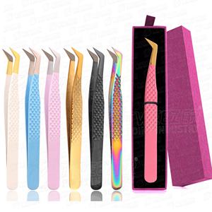 Pinzas para Pestañas de Volumen con Punta de Fibra de Oro Blanco de Marca Privada, Agarre de Diamante, Acero Inoxidable, Antimagnéticas, de Precisión - Product Image 5