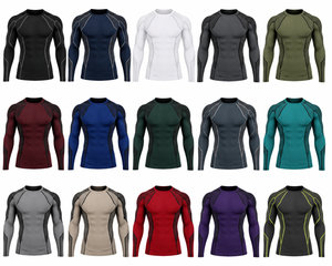 <b>Men's</b> Long Sleeve <b>Compression</b> Rash Guard Black Quick Dry Breathable Eco-Friendly Nylon Polyester Athletic Workout Top - Product Image 6