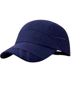 Men Navy Blue Mesh Panel Sports Cap Breathable Lightweight Adjustable Summer Running Training Outdoor Baseball Hat For Men Use - Product Image 3