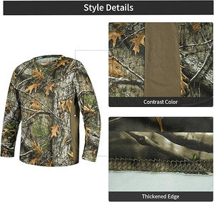 เสื้อเชิ้ตคาร์โก้ลายทางสำหรับล่าสัตว์กลางแจ้ง ซิปแบบเร็ว ผ้าซาติน คอตั้ง แขนยาว แห้งเร็ว ผู้ชาย ผ้าฝ้ายออร์แกนิค 100% โลโก้ด้านหน้า - Product Image 4