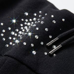 Survêtement unisexe noir à pois en strass, à capuche, manches longues, coupe décontractée, pour l'automne, avec cordon de serrage - Product Image 6