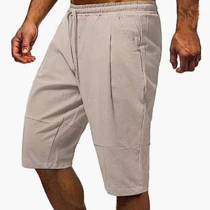 Custom <b>Men's</b> Bermuda Corduroy <b>Shorts</b> Breathable Eco-Friendly High Waist Elastic Waist Pocketed <b>Below</b> <b>Knee</b> Summer - Product Image 1