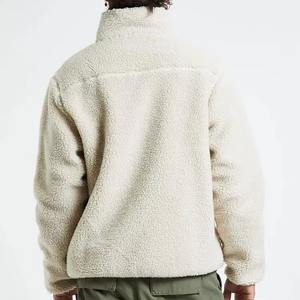 Veste d'hiver polaire unie à col montant zippé, coupe ample, manches longues, surdimensionnée, personnalisée en polaire Sherpa pour homme - Product Image 5