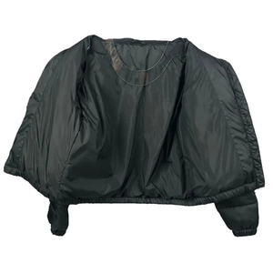 Men's Black Puffer <b>Jacket</b> Stand Collar <b>Zipper</b> Closure Windproof Winter Coat Casual Short Thick Polyester Fiber Filling - Product Image 3