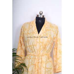 Kimono de Verano para Mujer, Estilo Mini, Tejido en Algodón Indio, Manga Larga, Cuello en V, Transpirable y Ecológico, Tipo Bata Casual - Product Image 4