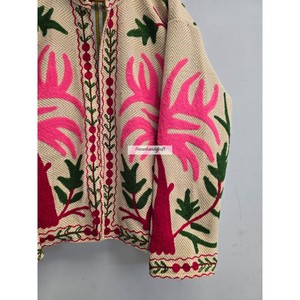 Veste brodée Plam Tree, faite à la main, 100% coton, veste Suzani, manteau, veste bohème chic, veste unisexe, veste de soirée - Product Image 3