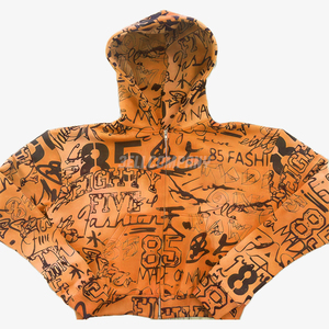 ชุดเซ็ตเสื้อฮู้ดซิปและกางเกงวอร์มลายกราฟฟิตีสไตล์คนเมือง - Product Image 2