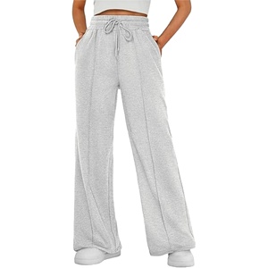 Pantalones Jogger de Mujer de Oficina, de Pierna Ancha Regular, 100% Algodón Felpa, Transpirables, de Cintura Media, con Cierre de Botones, Acampanados, Largos, 300g - Product Image 1