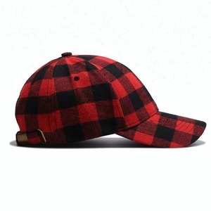 Personalized <b>Red</b> Black Buffalo Plaid Character Classic Baseball Cap Adjustable Street Flannel Sporty 100% Polyester 6-Panel - Product Image 3