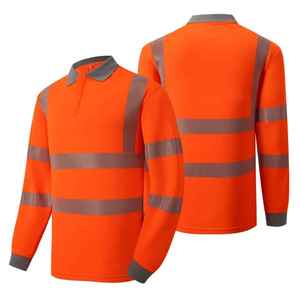 T-shirt de travail haute visibilité en polyester personnalisé, orange, manches longues, unisexe - Product Image 4