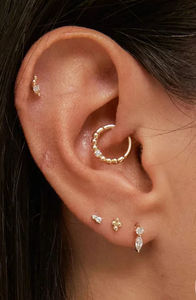 Fabricante de Labrets de Diamantes Marquise en Oro Sólido de 14K |   Fábrica de Piercings Personalizados |   Pendientes de Espiral con Rosca Interna al por Mayor - Product Image 4