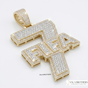 Pendentif personnalisé en moissanite, or 18 carats, pendentif <span class=keywords><strong>FIFA</strong></span> <span class=keywords><strong>7</strong></span> en moissanite, charme hip hop pour homme, pendentif hip hop en moissanite - Product Image 5