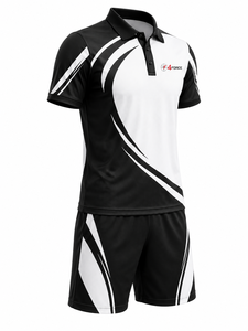 Ensemble de polos sportifs pour hommes 4FORCE, noir et blanc, couleur contrastée, séchage rapide, vêtements d'été avec logo sur le devant, polos et shorts pour hommes - Product Image 3