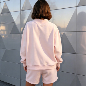 Sudadera de Felpa de Algodón Rosa de 420 g/m² Personalizada para Mujer, Bordada, Cuello Alto, Estilo Holgado - Product Image 3