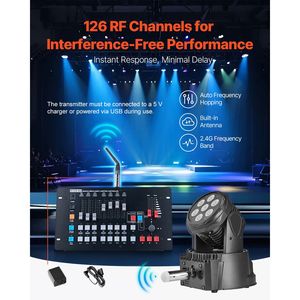 Ricevitore Wireless DMX, 3 Ricevitori 1 Trasmettitore, Banda ISM 2.4G, Portata 656 ft, Batteria Ricaricabile per Accessori Illuminazione Palcoscenico - Product Image 2