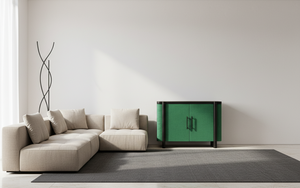 Aparador Moderno de 2 Puertas de Roble Macizo para Sala de Estar, Ecológico, Resistente al Agua, Diseño Minimalista - Product Image 3