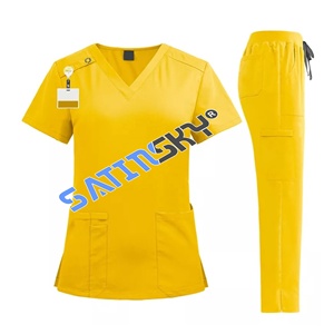 ชุดสครับแพทย์เบอร์กันดี 3 ชิ้น สำหรับผู้ชายและผู้หญิง ชุดสครับคอวีแบบจ็อกเกอร์ เสื้อแจ็คเก็ตสครับ ชุดยูนิฟอร์ม - Product Image 5