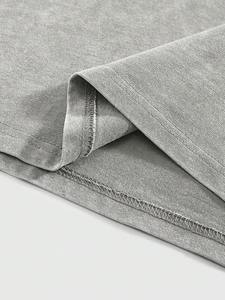 Vintage Washed Grey Oversized T Shirt Minimal Logo Streetwear Soft Cotton Casual Loose Fit Summer Tee Men's shirts - Product Image 3