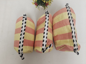 Sacs à maquillage en coton durable à rayures jaunes imprimées, pochettes indiennes, trousse de toilette de voyage, organiseur de cosmétiques - Product Image 6