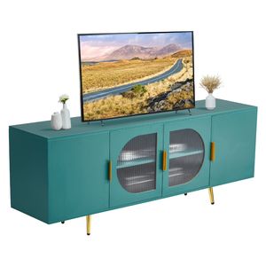 Soporte de TV de centro de entretenimiento moderno para televisores de hasta 75 pulgadas con puertas de vidrio - Product Image 1