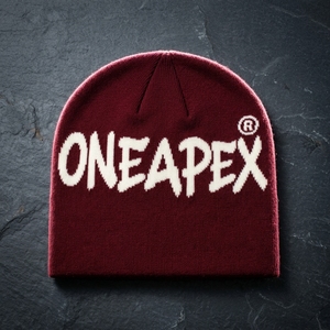Custom Burgundy Knit Beanie Hat White Logo Warm Ribbed <b>Winter</b> <b>Cap</b> Unisex Streetwear Fashion Headwear Wholesale Supplier - Product Image 4