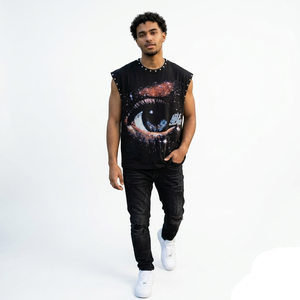Débardeur surdimensionné personnalisé de haute qualité ODM, 100% coton, tissu tricoté doux et respirant, 180g, col rond, imprimé graphique - Product Image 4