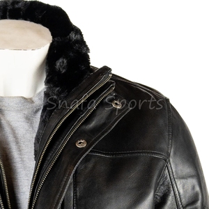 Winter <b>Jacket</b> Outdoor Winter Warm Thick Sheepskin Lamb Fur <b>Long</b> Shearling <b>Leather</b> <b>Jacket</b> Men with Fur Design - Product Image 3