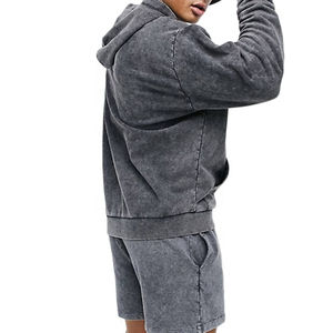 Ensemble deux pièces homme hiver : sweat à capuche manches longues et short, couleur unie, design personnalisé, vente chaude, qualité supérieure, vente en gros - Product Image 3