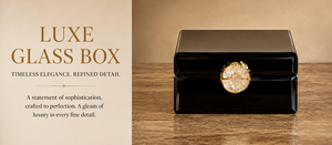 Black Glass Jewelry Storage Box with <b>Gold</b> Accent Natural Stone Knob Velvet Interior Decorative Keepsake and Vanity Organizer - Product Image 2
