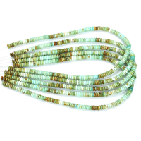 Perle plate en turquoise africaine, teinte, de forme rondelette | Perles naturelles vertes, bleues et brunes ombrées | Perles rondes lisses | Fournitures pour la fabrication de bijoux