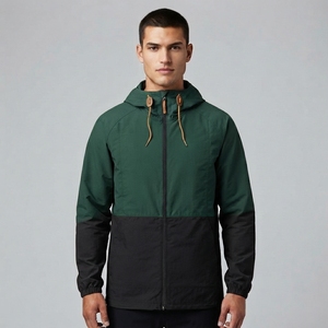 Veste coupe-vent légère à capuche pour homme, color block, fermeture éclair intégrale, pour sports de plein air et décontractée, vente en gros personnalisée - Product Image 1