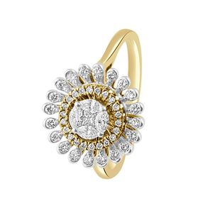 Anillo de compromiso de oro amarillo con halo floral ovalado y diamante cultivado en laboratorio - Product Image 3
