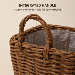 Handwoven Eco-Friendly Plastic Rope Wicker Storage Basket Set with Handles Organizer <b>Bin</b> for <b>Kitchen</b> Bathroom Living Room - Product Image 5
