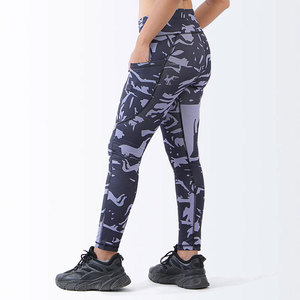 Elastic Waist & Solid Print <b>Patterns</b> High Waist Tummy Control Breathable Exercise <b>Leggings</b> Women High Quality Fitness <b>Leggings</b> - Product Image 1