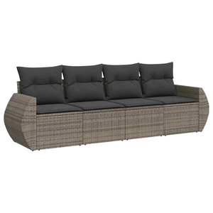 Conjunto de Sofá de Jardín de Ratán Gris Oscuro, 4 Plazas, Muebles de Exterior, Diseño Contemporáneo - Product Image 4