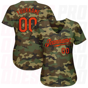 Baseball Jersey Adults <b>Button</b> <b>Up</b> <b>Shirt</b> Teams Wear Sublimation Baseball Jersey Camo Orange-<b>Black</b> Authentic Salute Baseball Jersey - Product Image 4