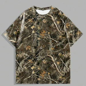 Camiseta de algodón con camuflaje para hombre, manga corta, estilo deportivo para exteriores, caza, con logo personalizado impreso, venta al por mayor - Product Image 3