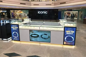 Modern Jewellery Kiosk Interior Design Luxury Retail Setup Glass Display Counters LED <b>Lighting</b> Custom Cabinets Units - Product Image 2
