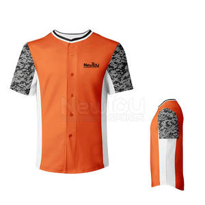 Vente directe d'usine, maillot de baseball à manches courtes respirant et à séchage rapide pour hommes adultes avec logo sur le devant - Product Image 5