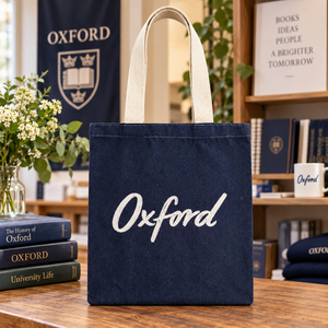 Blue 300 GSM Denim Tote <b>Bag</b> 34x38-cm Oxford Flock Print Custom Logo Wholesale OEM Private Label Bulk SNCH171-TIC-Oxford Pro Plus - Product Image 6