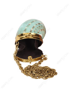 Bolso de Noche de Concha Natural Espiral Verde Espuma Marina Hecho a Mano con Marco Dorado, Lujo para Resort, Exportación OEM - Product Image 6