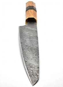 Couteau de cuisine artisanal japonais en acier Damas, couteau utilitaire de chef, manche en bois octogonal - Product Image 4
