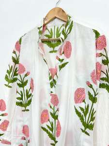 Kimono Kurta de Algodón con Estampado Floral: Vestido de Estilo Boho para Mujer - Product Image 4