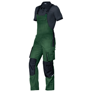Salopette en coton vert pour homme, couleur unie, poids moyen, style décontracté, pantalon de travail printanier avec poches et genoux renforcés - Product Image 1