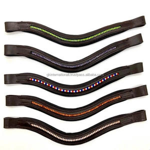 สายคาดคิ้วหนังม้าสีน้ำตาลสไตล์ havana แบบพรีเมี่ยมพร้อมด้วยสายคาดคิ้วโซ่ขนาดใหญ่ประดับคริสตัลลาเวนเดอร์สีโรสโกลด์อเนกประสงค์สำหรับบังเหียน - Product Image 2