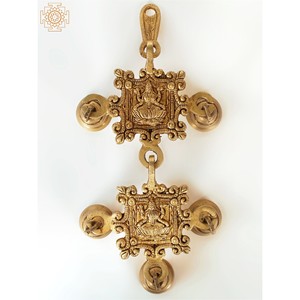 Campanas colgantes de pared hechas a mano de latón de 11 pulgadas diosa Lakshmi hechas en India - Product Image 2