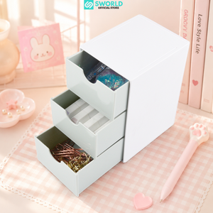 Sworld Desktop Storage <b>Box</b> 3 Drawer Organizer Minimalist Design <b>Plastic</b> Office Organizer 10.5x8.5x14.5cm - Product Image 5