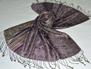 Châle Pashmina Élégant et Vintage pour Femme, Fait sur Mesure, Tissé à l'Eau, Réversible, Bicolore, Long, Motif Automnal, Écharpe Stole en Soie - Product Image 4