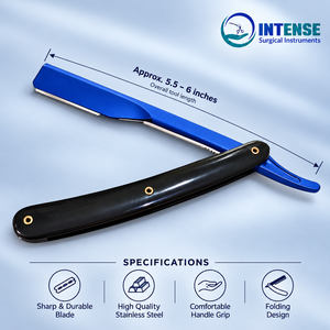 มีดโกนหนวดแบบพับได้ รุ่นคลาสสิค สีดำ สำหรับโกนหนวดเคราอย่างมืออาชีพ - Product Image 4
